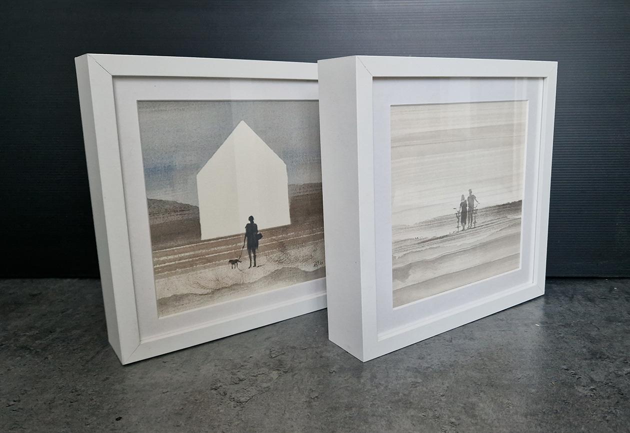Viaggio - Una coppia in bicicletta - Disegno figurativo moderno di Nature e Paesaggi - Art di Hanna Banaszczyk