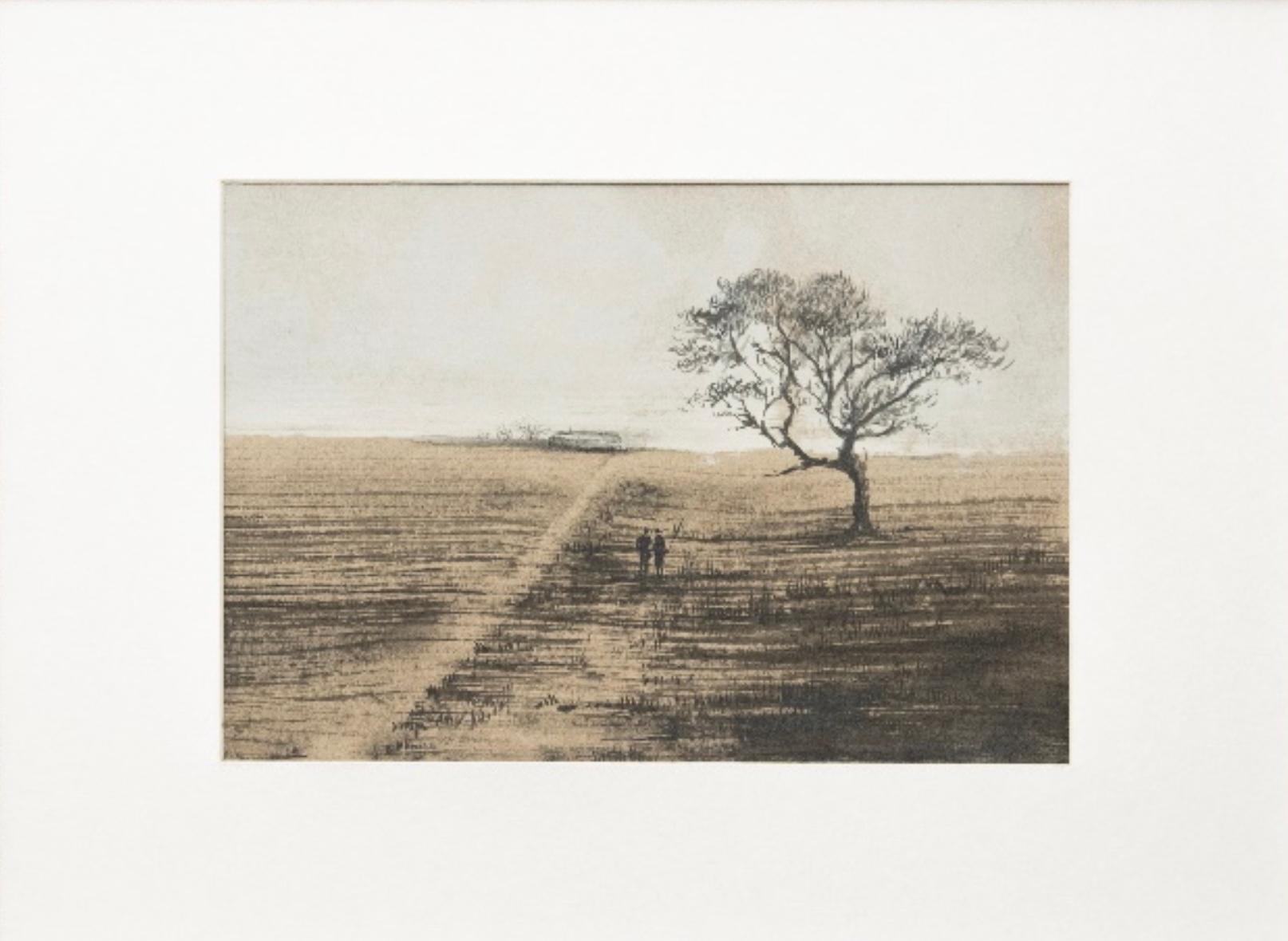 Weg 3 - Moderne figurative Natur- und Landschaftszeichnung – Art von Hanna Banaszczyk
