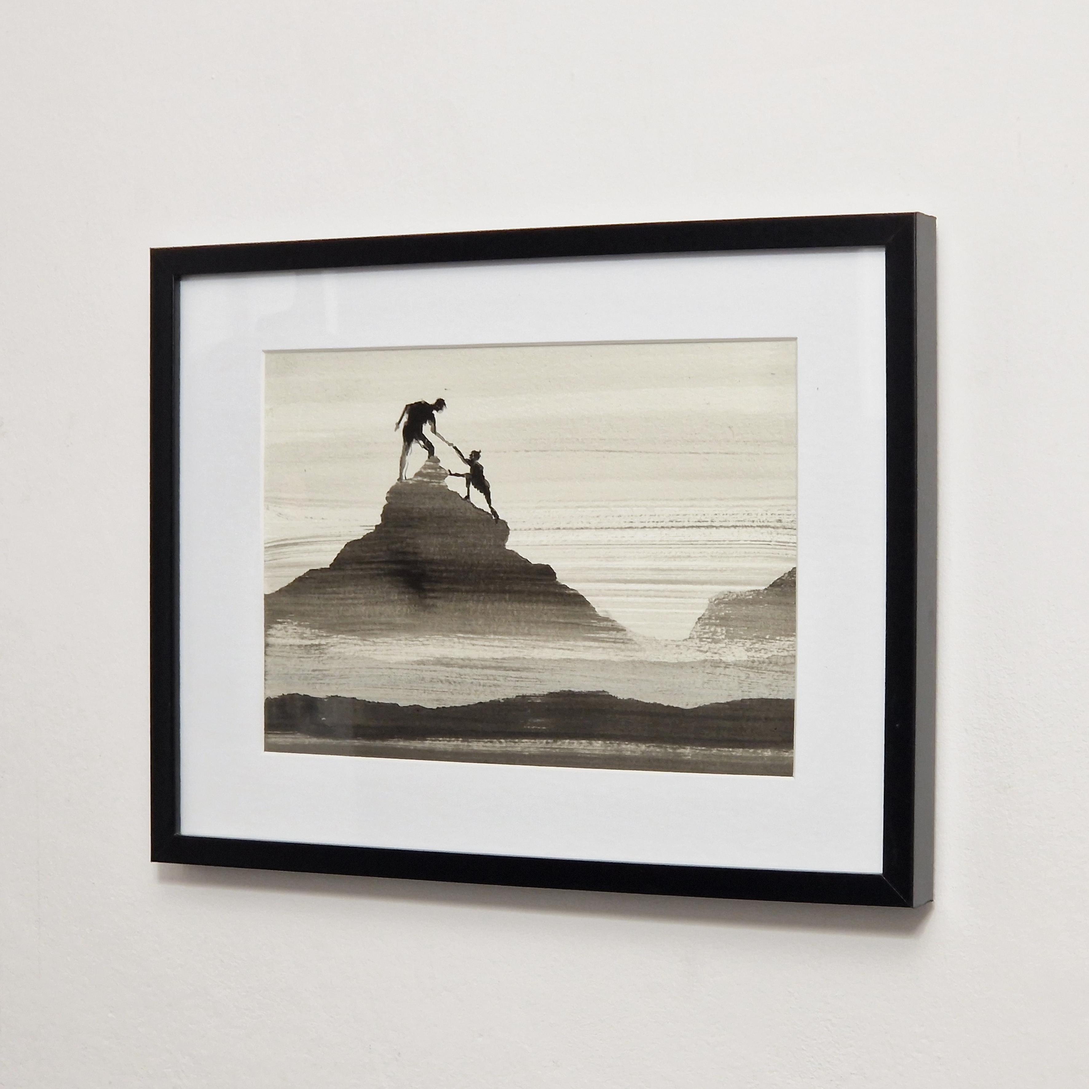 AT The Top - Disegno figurativo moderno di Nature e Paesaggi, Montagne - Art Contemporaneo di Hanna Banaszczyk
