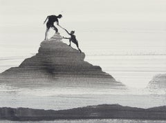 AT The Top - Dibujo Figurativo Moderno de Naturaleza y Paisaje, Montañas
