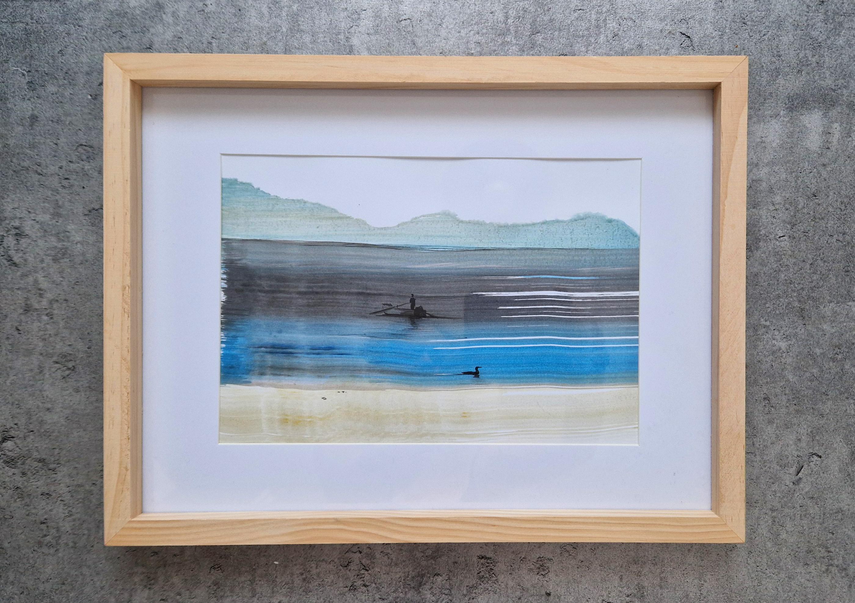 Serenità, sulla spiaggia - Disegno figurativo moderno di Nature e Paesaggi - Art Contemporaneo di Hanna Banaszczyk