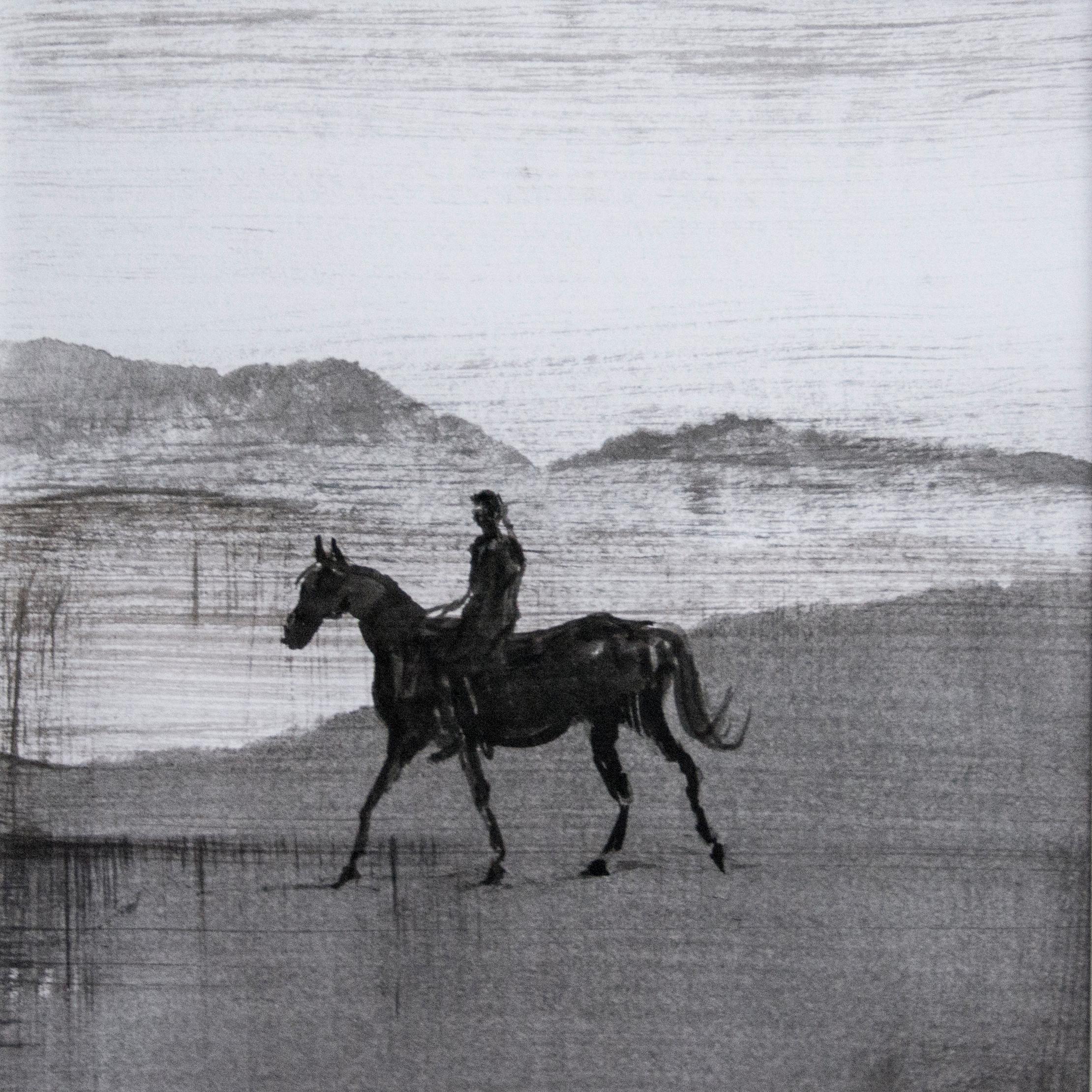 Reiterin auf einem Pferd 2 -  Moderne figurative Natur- und Landschaftszeichnung