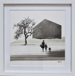 TOGETHER 3 - Moderne figurative Natur- und Landschaftszeichnung, Hund, Mensch