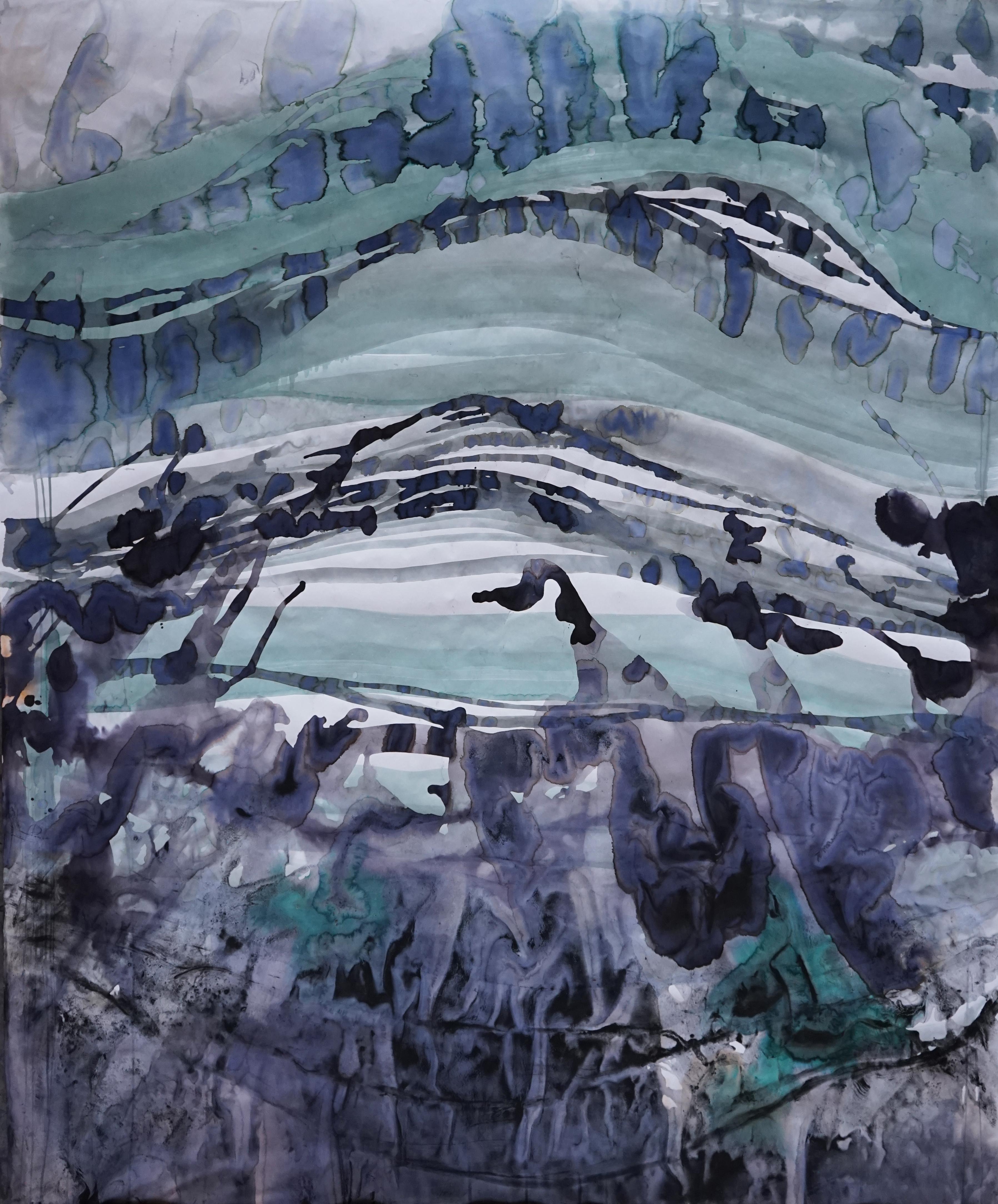 Abstract Painting di Aleksandra Batura - Wawes - Quadro di grande formato con paesaggio marino contemporaneo