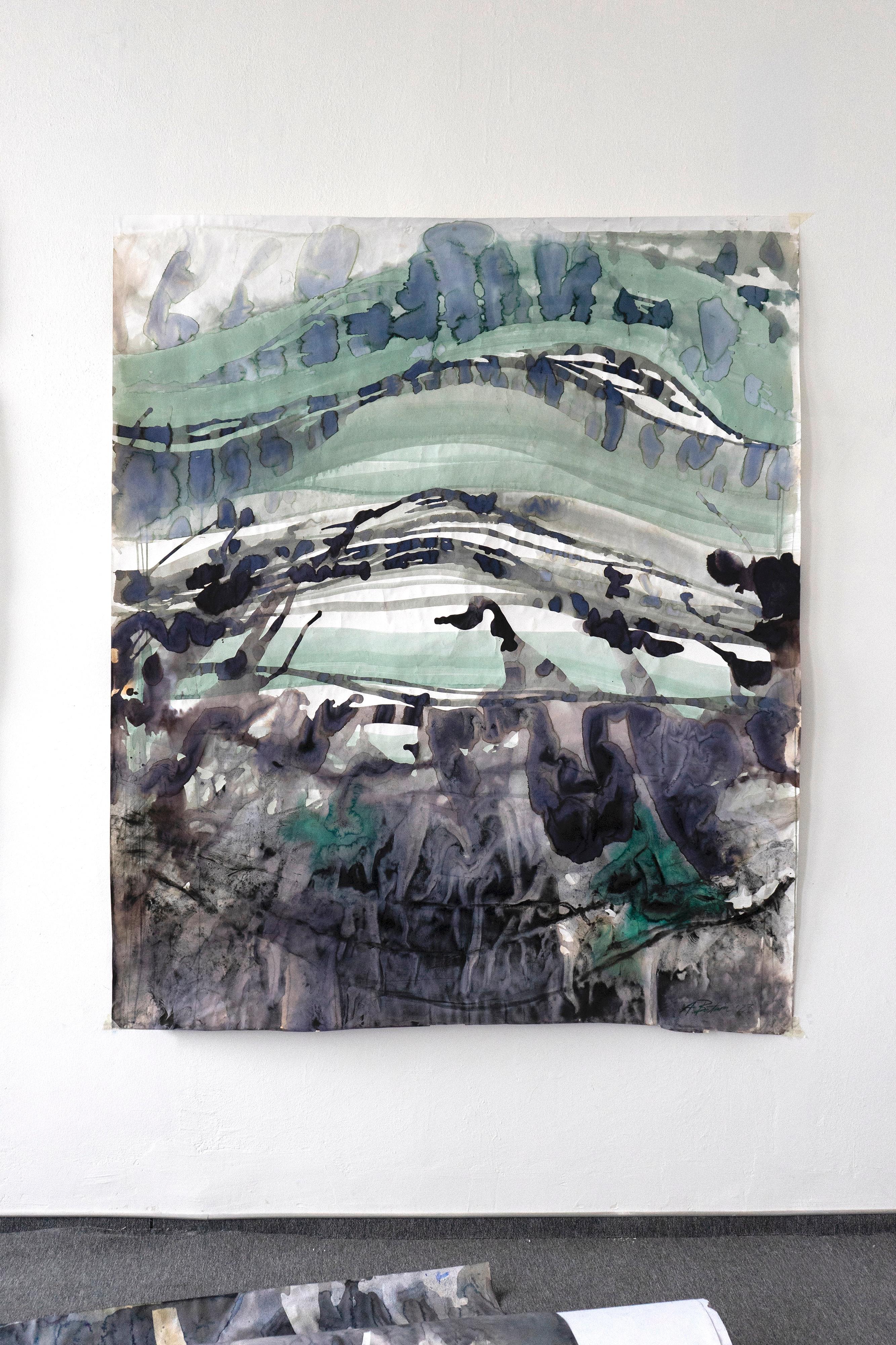 Wawes - Quadro di grande formato con paesaggio marino contemporaneo - Painting di Aleksandra Batura