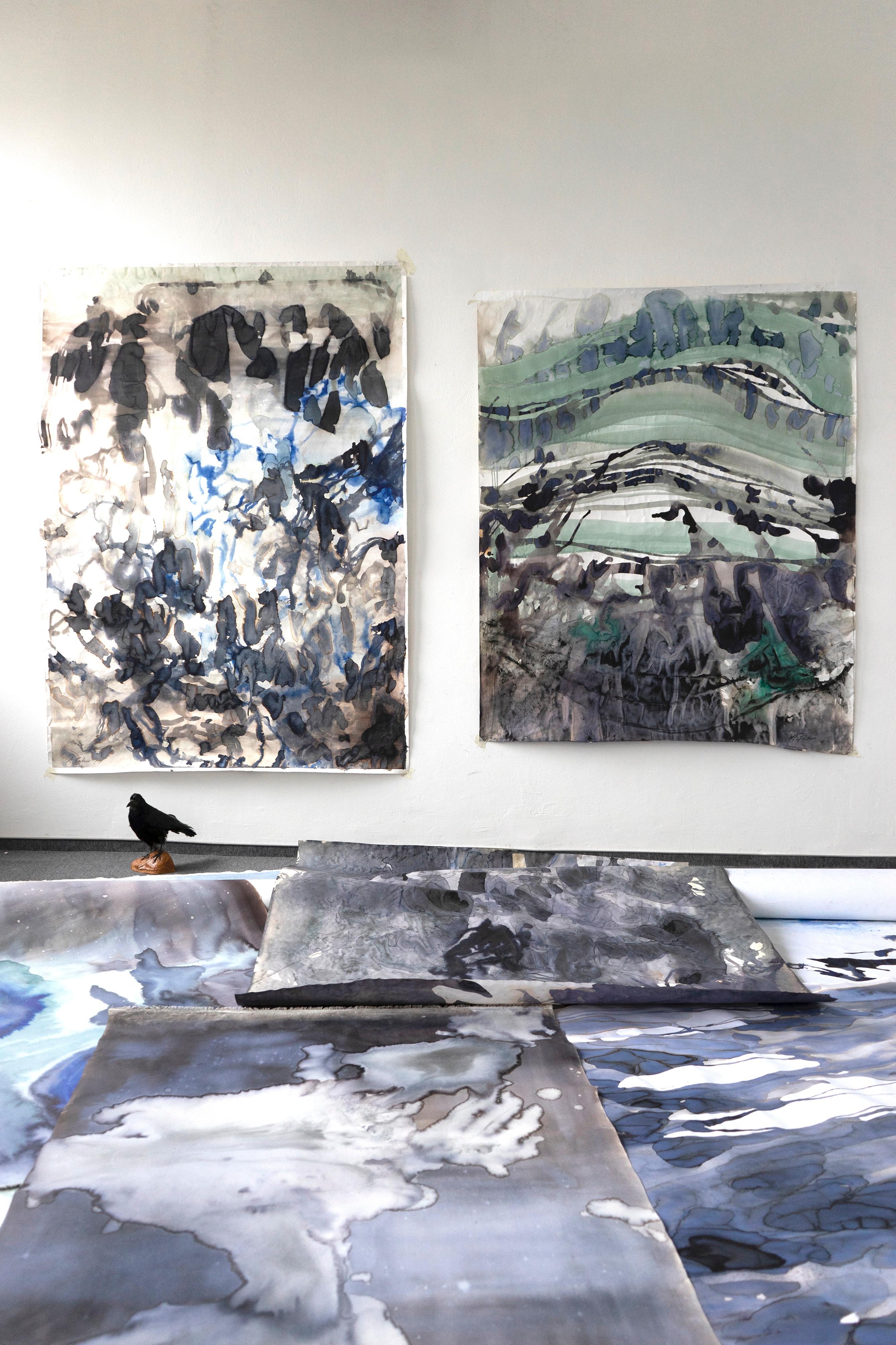 Wawes - Quadro di grande formato con paesaggio marino contemporaneo - Painting Contemporaneo di Aleksandra Batura