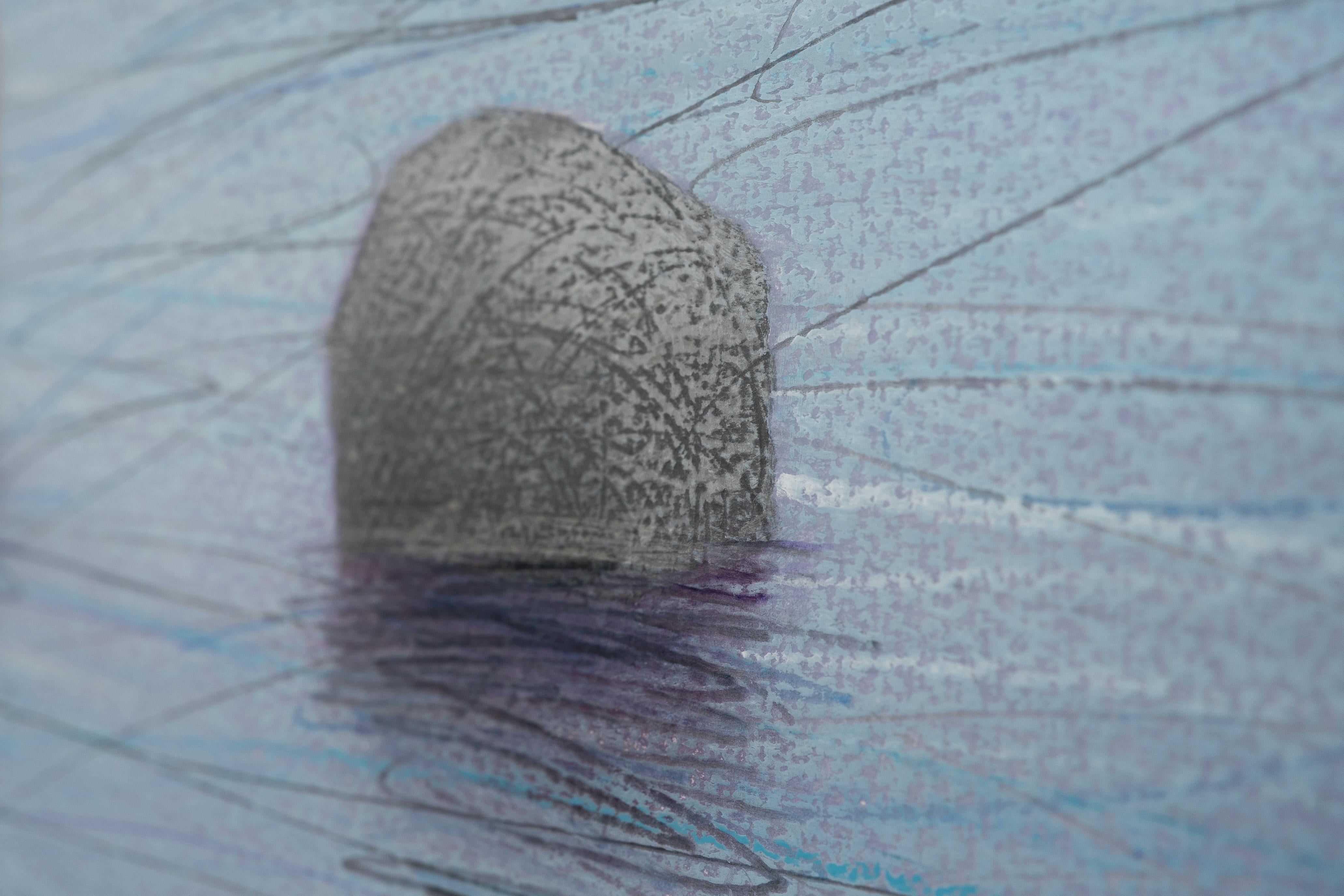 12 pierres - Paysage contemporain Pastel d'huile  Peinture, vue sur l'eau en vente 3