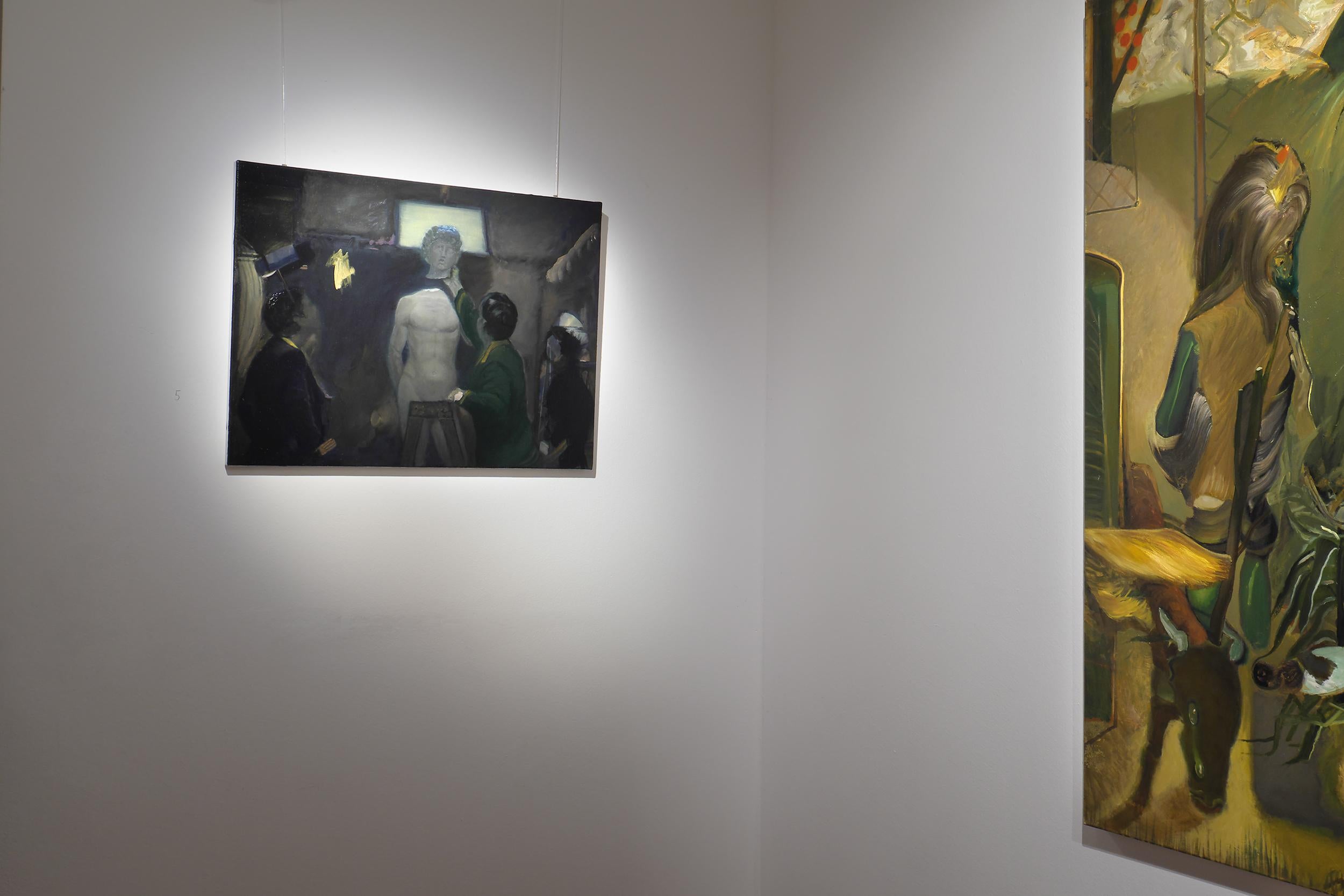 Une telle situation... - Peinture à l'huile figurative contemporaine, Existentialisme  - Contemporain Painting par Piotr Kotlicki
