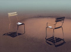 Chairs 2 - Contemporary Figurative Oil Painting, Realism, Minimalism, Energetic