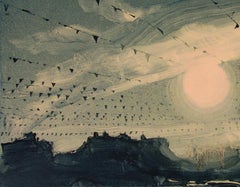 The Flags - Modern Expressionism Landscape Oil Painting, Abstract Landscape