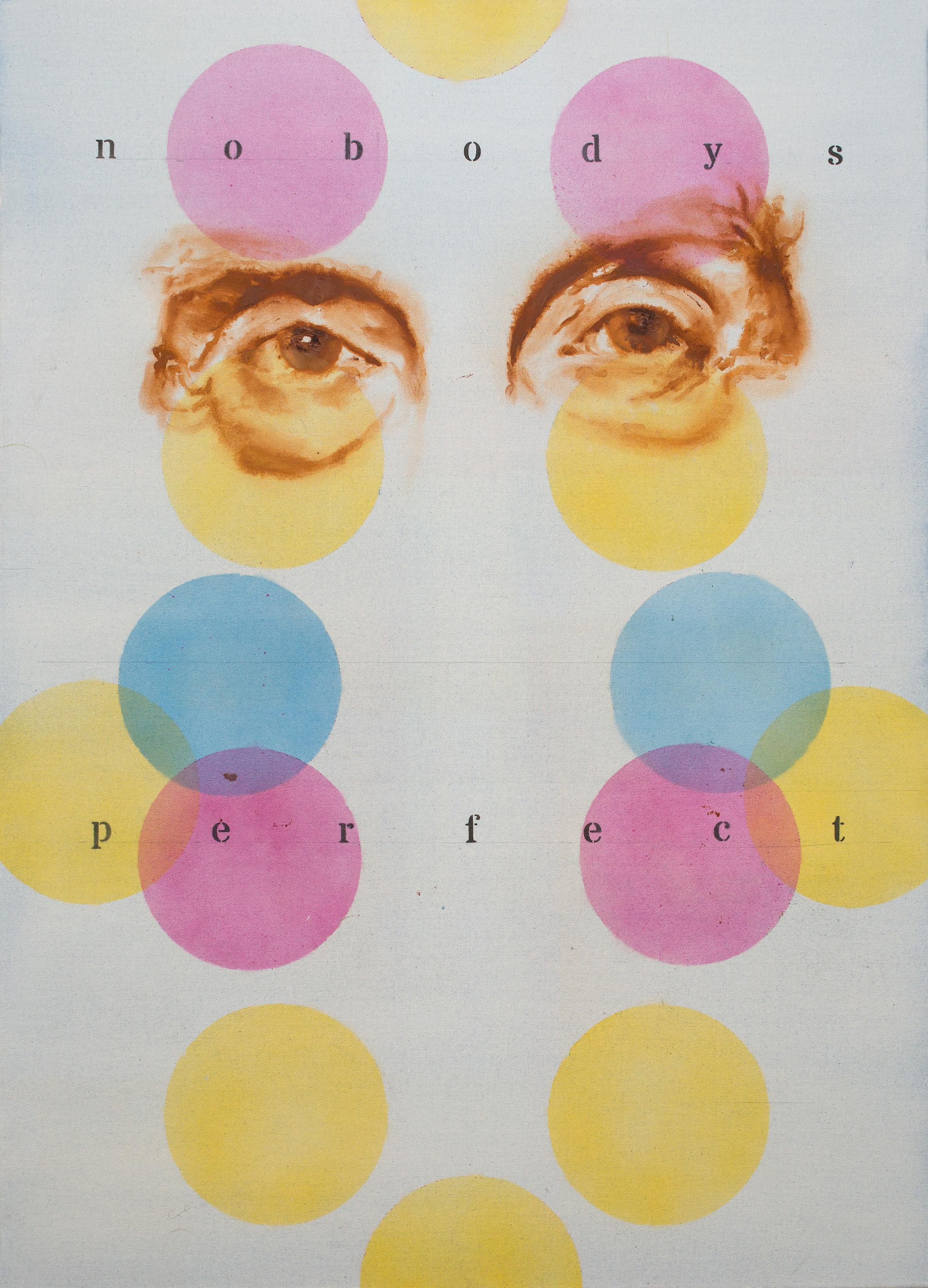 Nadie es Perfecto - Pintura Figurativa Moderna, Arte Dadá, Minimalismo, Colorido