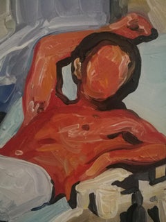 Casual Sunday - Male Portrait With Dog, Expressive Figurative Oil Painting