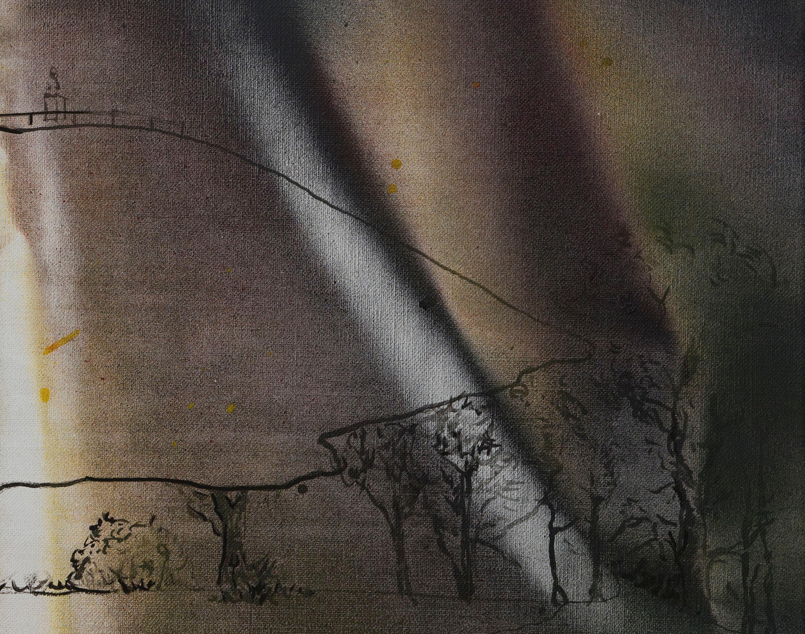 Rekonstruktion des Krak-Wolkenhundes -  Zeitgenössische Landschaftsmalerei, Natur  (Schwarz), Abstract Painting, von Bogumił Książek 