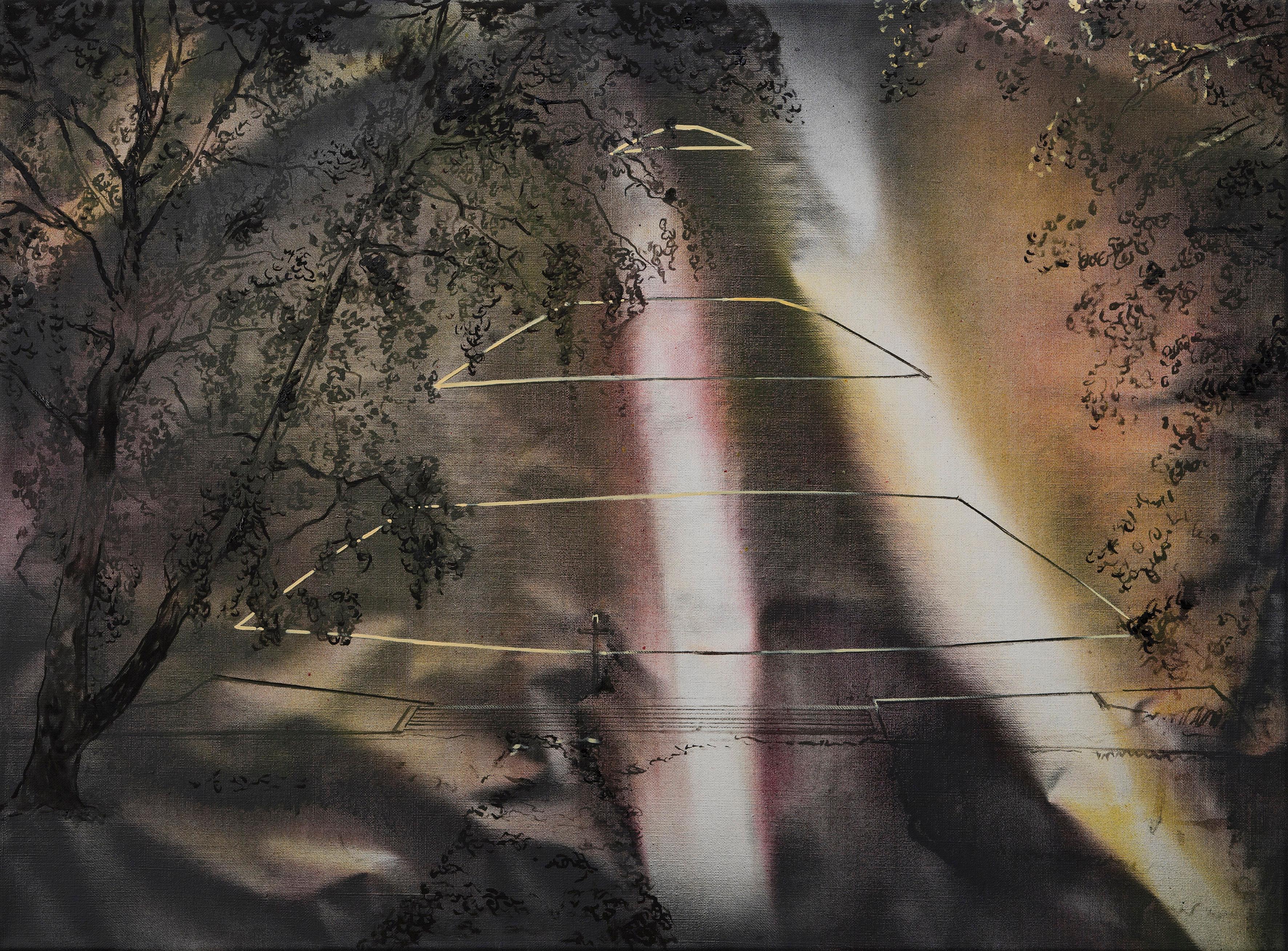 Reconstruction of Piłsudski Mound -  Contemporary Landscape Painting, Trees