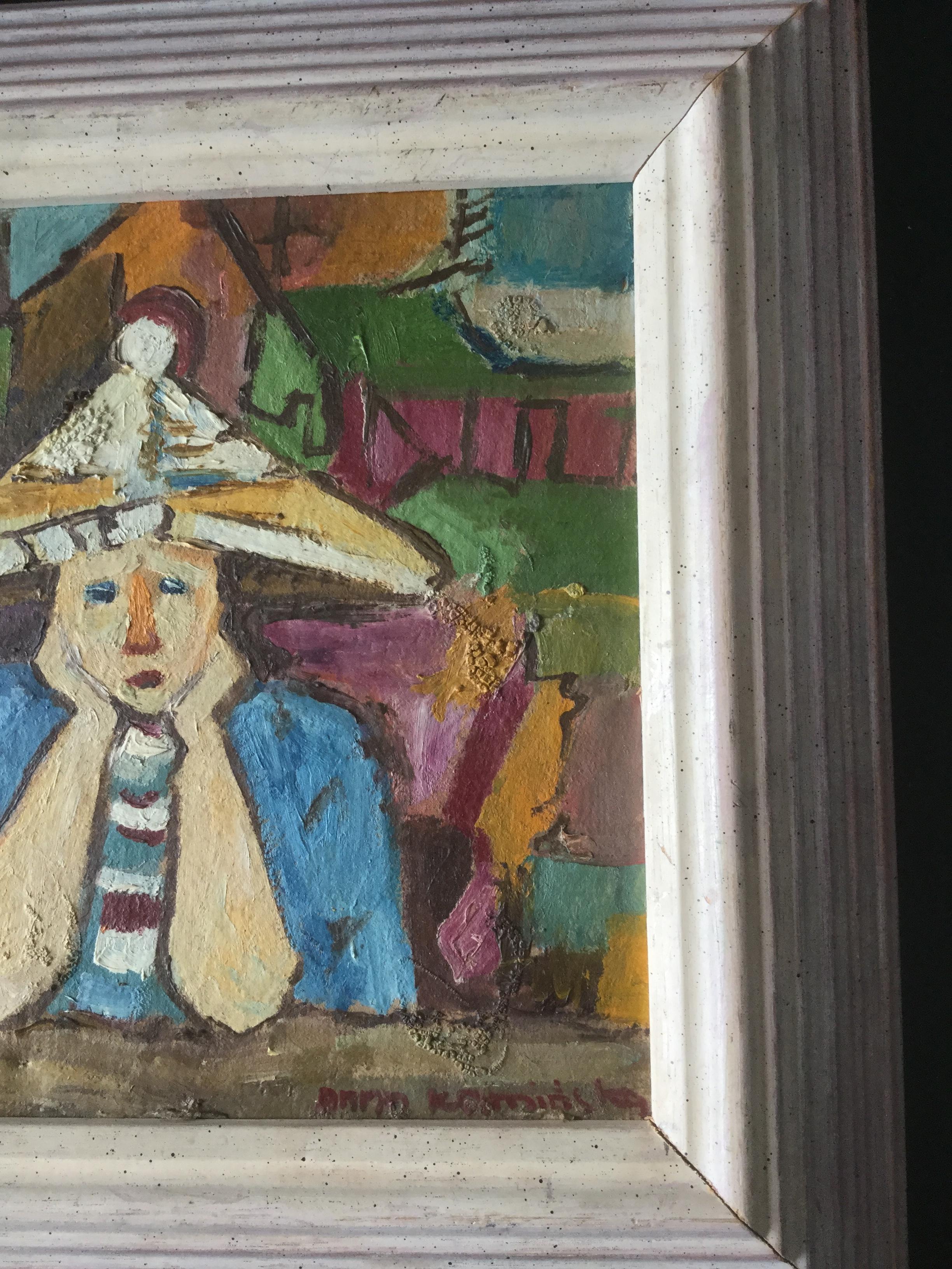 Ohne Titel - Porträt einer Frau mit Hut - Figuratives Gemälde des XX. Jahrhunderts (Expressionismus), Painting, von Anna Kaminska