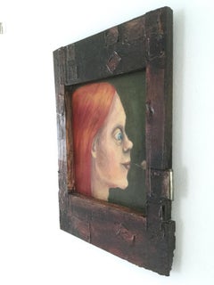 Pelirroja, Pintura al óleo figurativa contemporánea, Pintura de retrato femenino