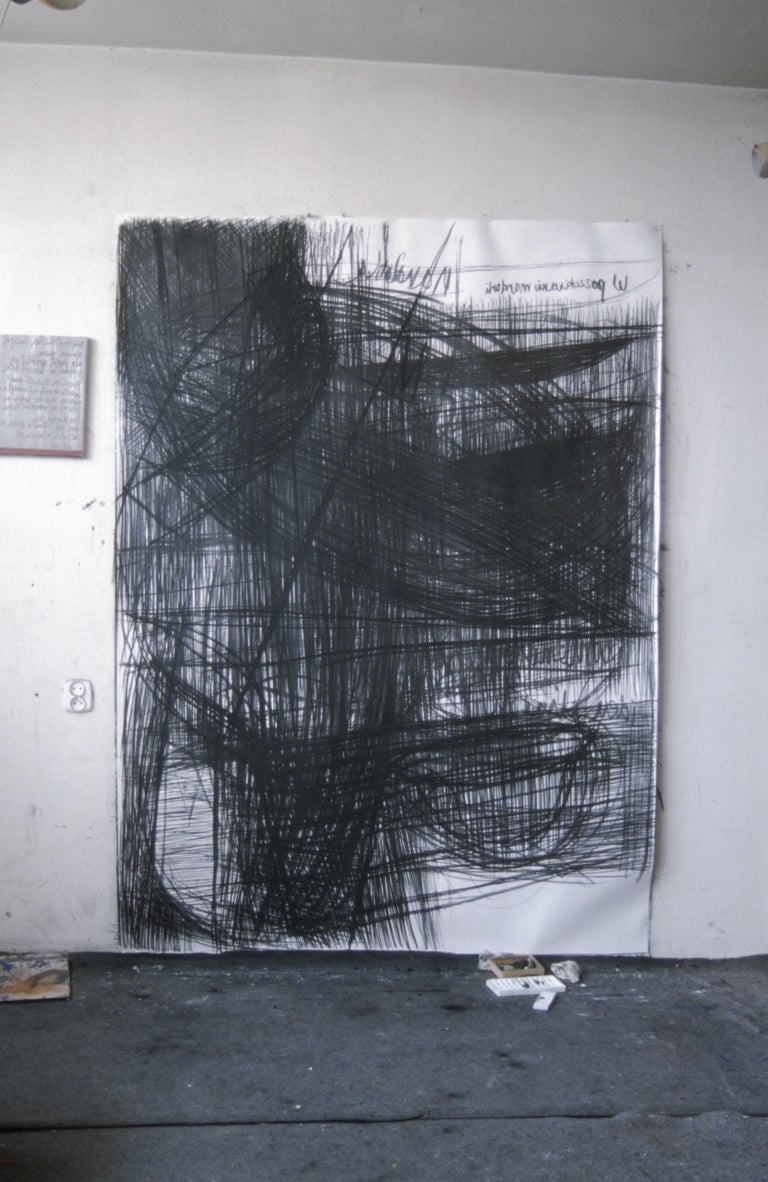 Mandorla - Large Format Charcoal On Paper, Black White Drawing - Painting by Krzysztof Gliszczyński