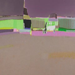 Manse 3 - Contemporary Landscape Oil Pastel  Painting, Warm Tones 