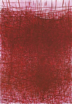 Curtain, Series Maps Of Red - Large Format Painting,  Pigment, Red Wine On Paper