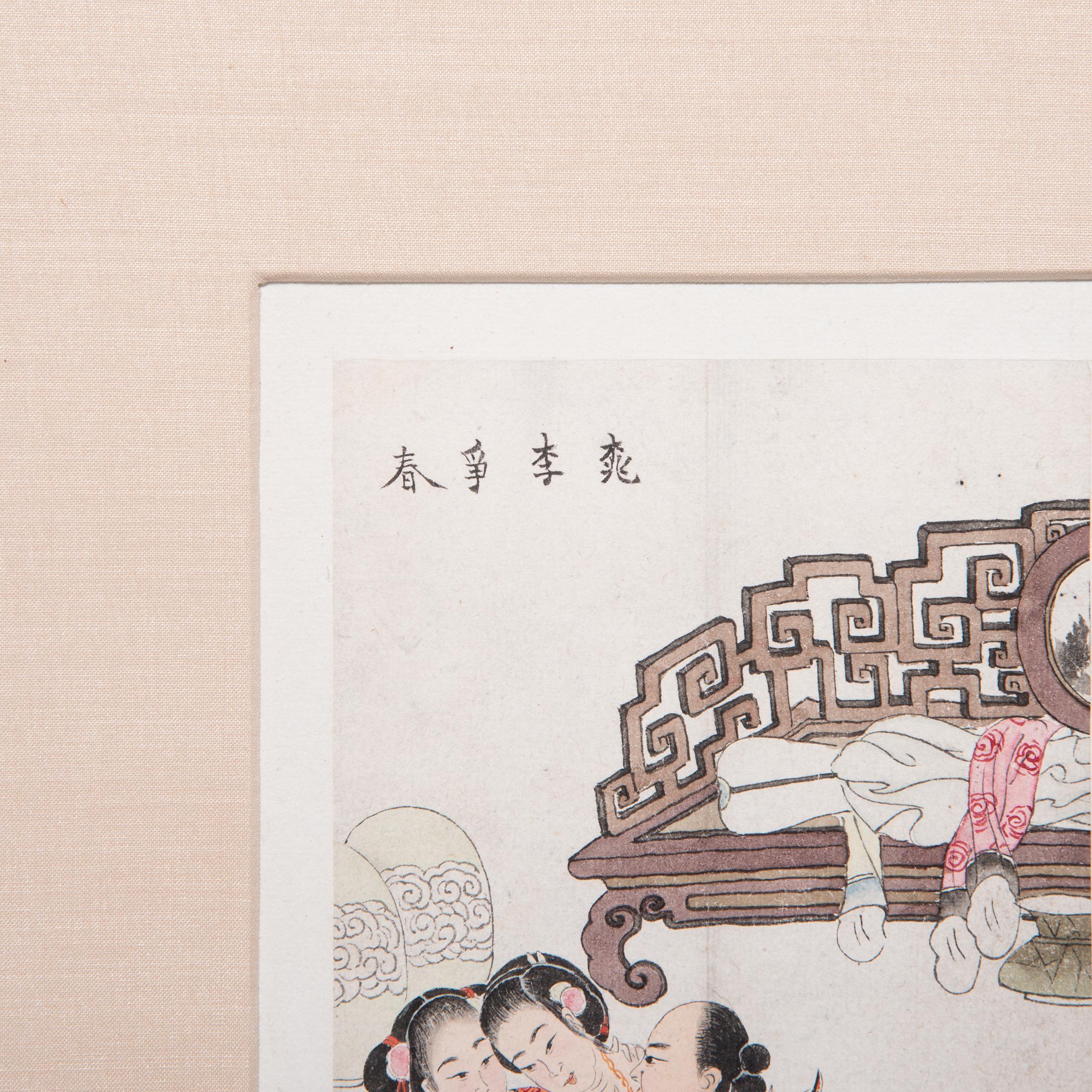 Chinesisches erotisches Albumblatt, um 1850 (Weiß), Figurative Art, von Unknown