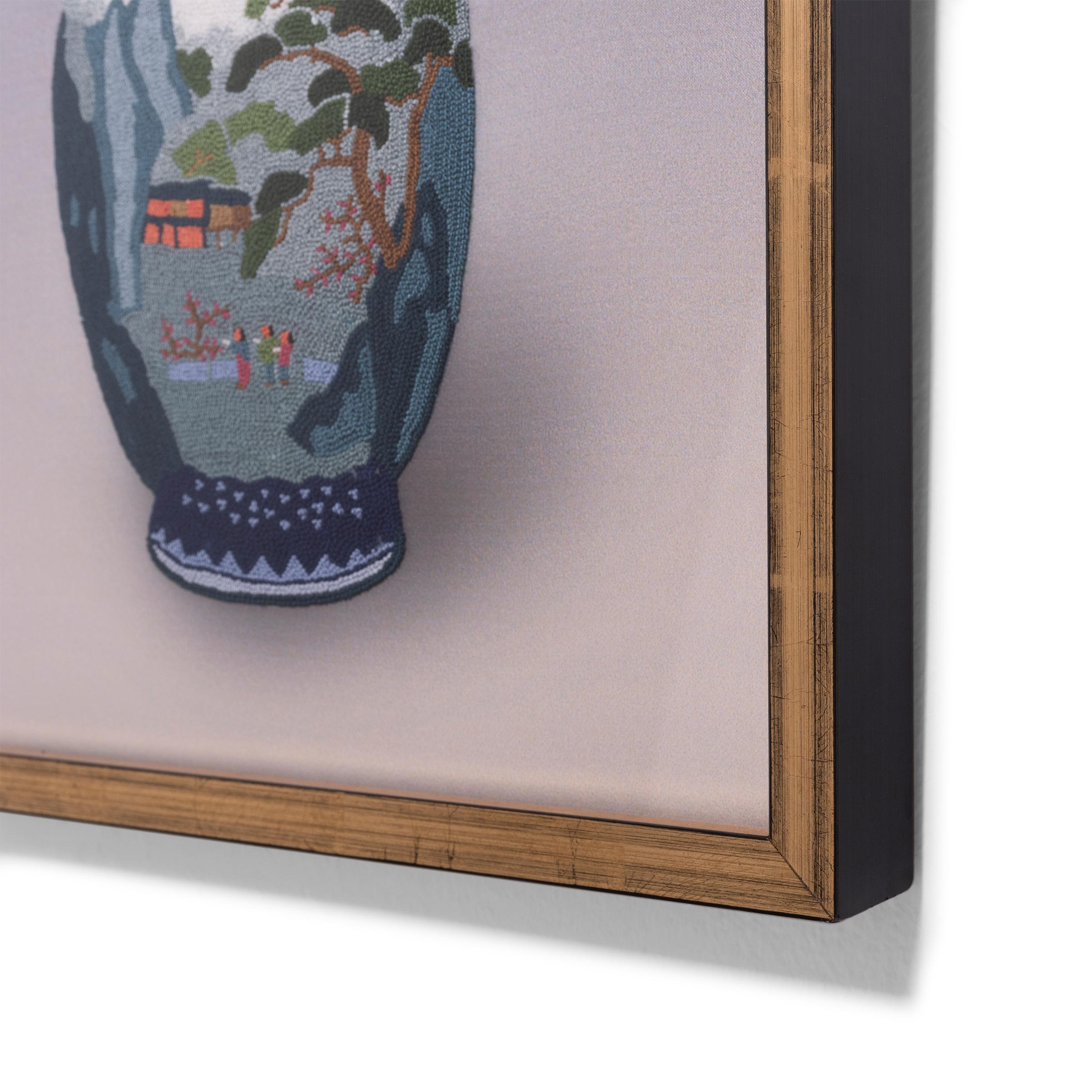 Chinese Forbidden Stitch Embroidery of Shan Shui Vase For Sale 1