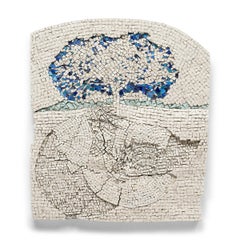 "Blue Tree, " Mixed Media Mosaic, 2023