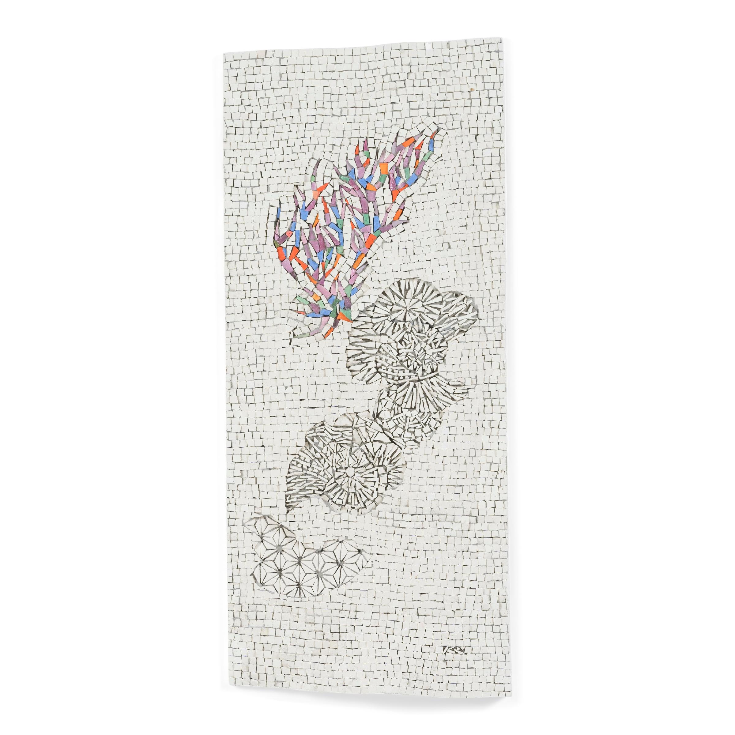 "Flame and Stone Flower, " Mixed Media Mosaic, 2023 - Mixed Media Art by Toyoharu Kii