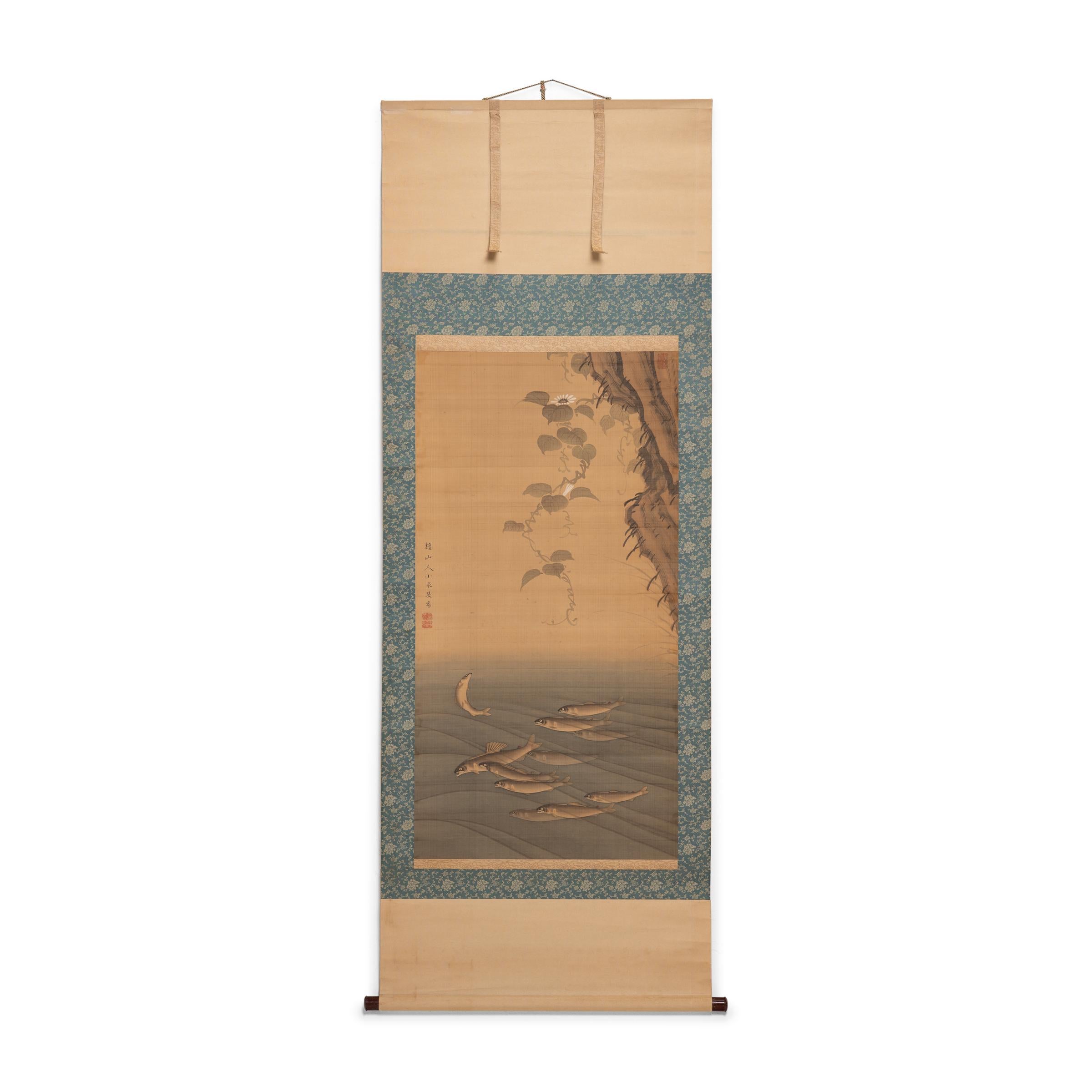 Japanese Meiji Hanging Scroll of Ayu Fish, c. 1850
