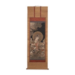Antique Japanese Hanging Scroll of the Goddess of Mercy, c. 1800