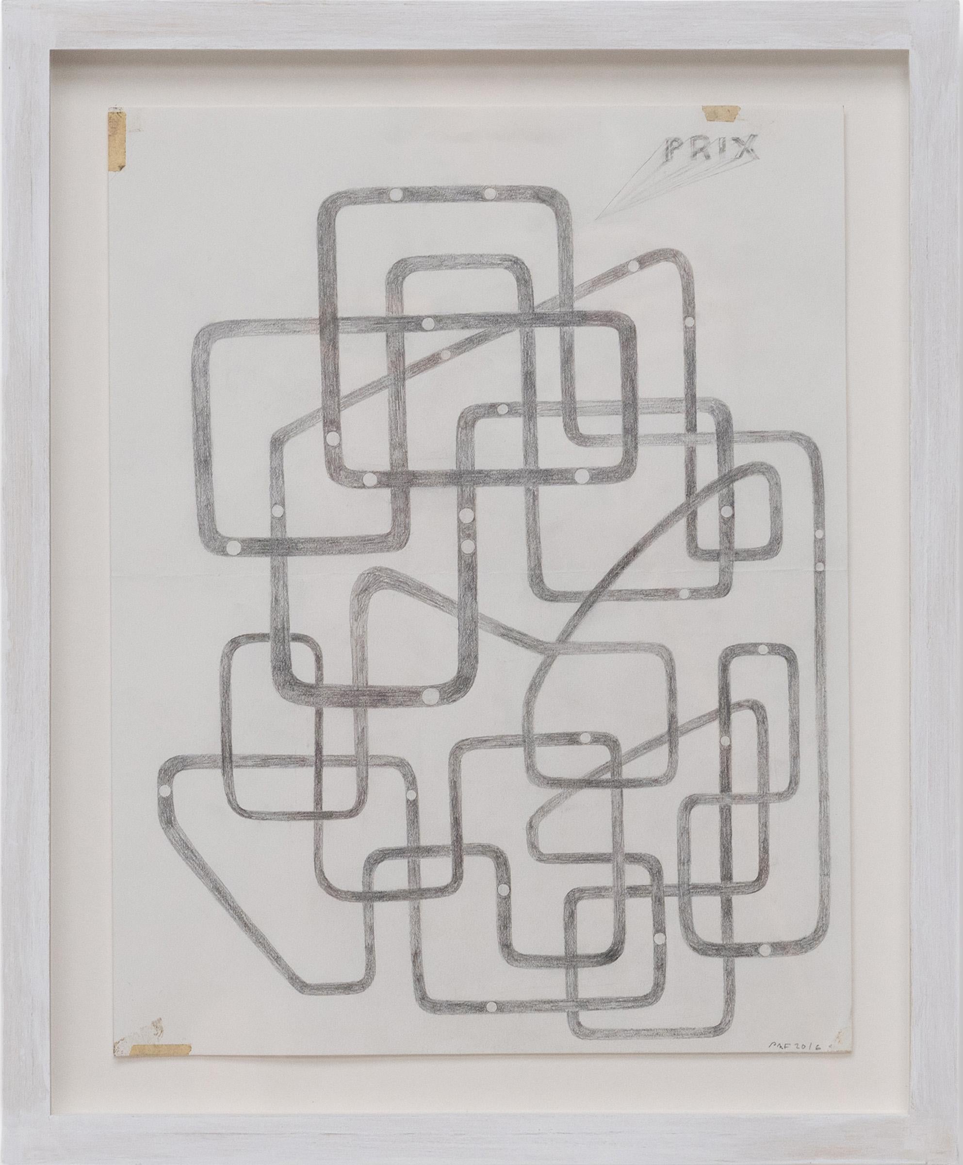 Figurative Art di Patrick Fitzgerald - "Prix (Track Drawing)" Graphite on Paper