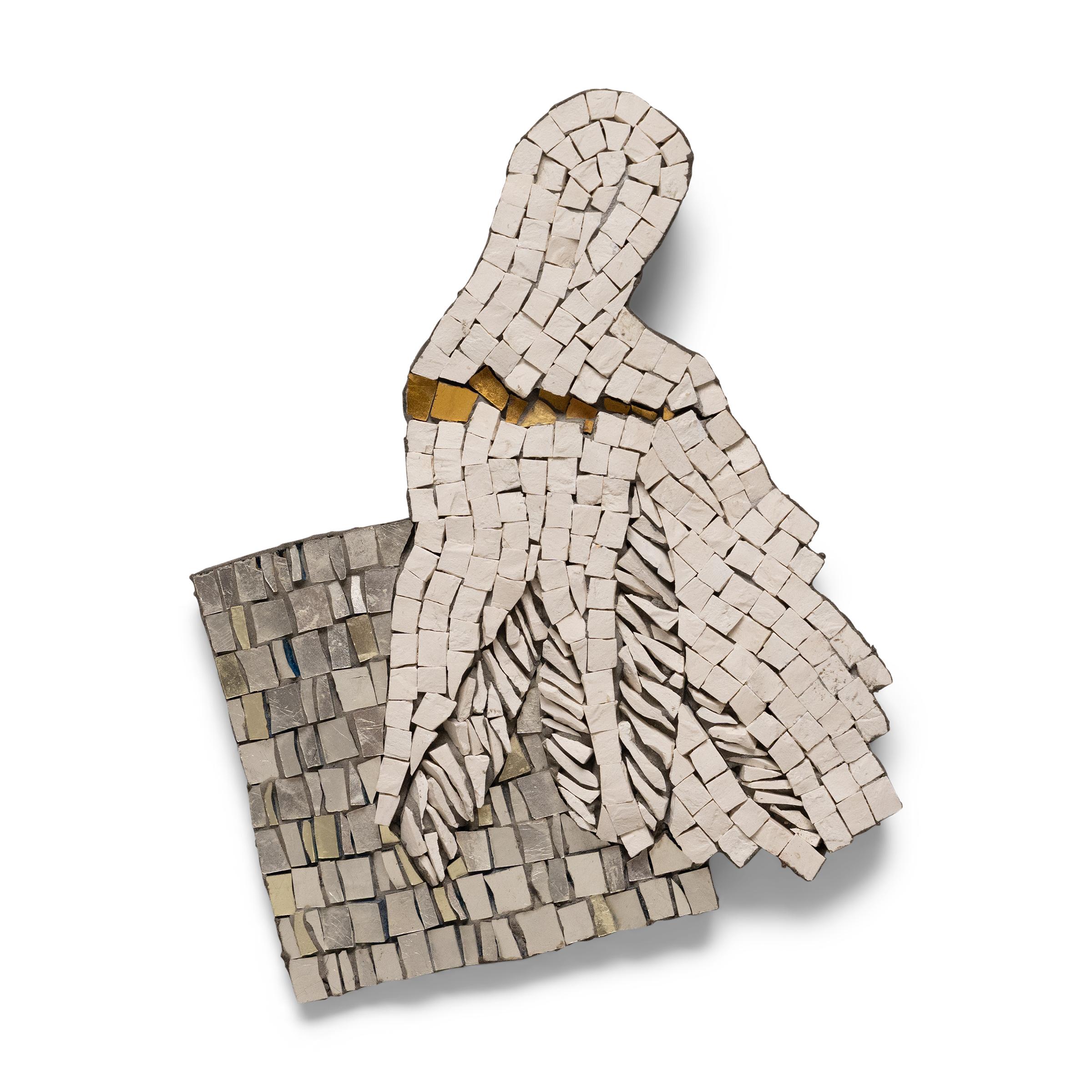 "Camael" Abstraktes Engel-Mosaik aus Marmor und Glasfliesen – Mixed Media Art von Toyoharu Kii