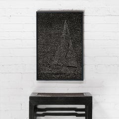 "Bateau à voile ", gravure sur bois pointilliste