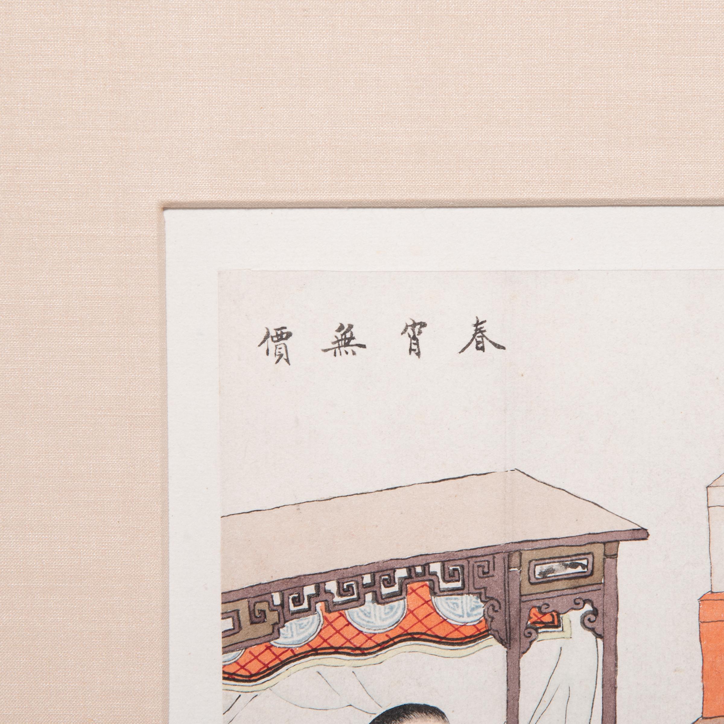 Chinesisches erotisches Albumblatt, um 1850 (Weiß), Figurative Art, von Unknown