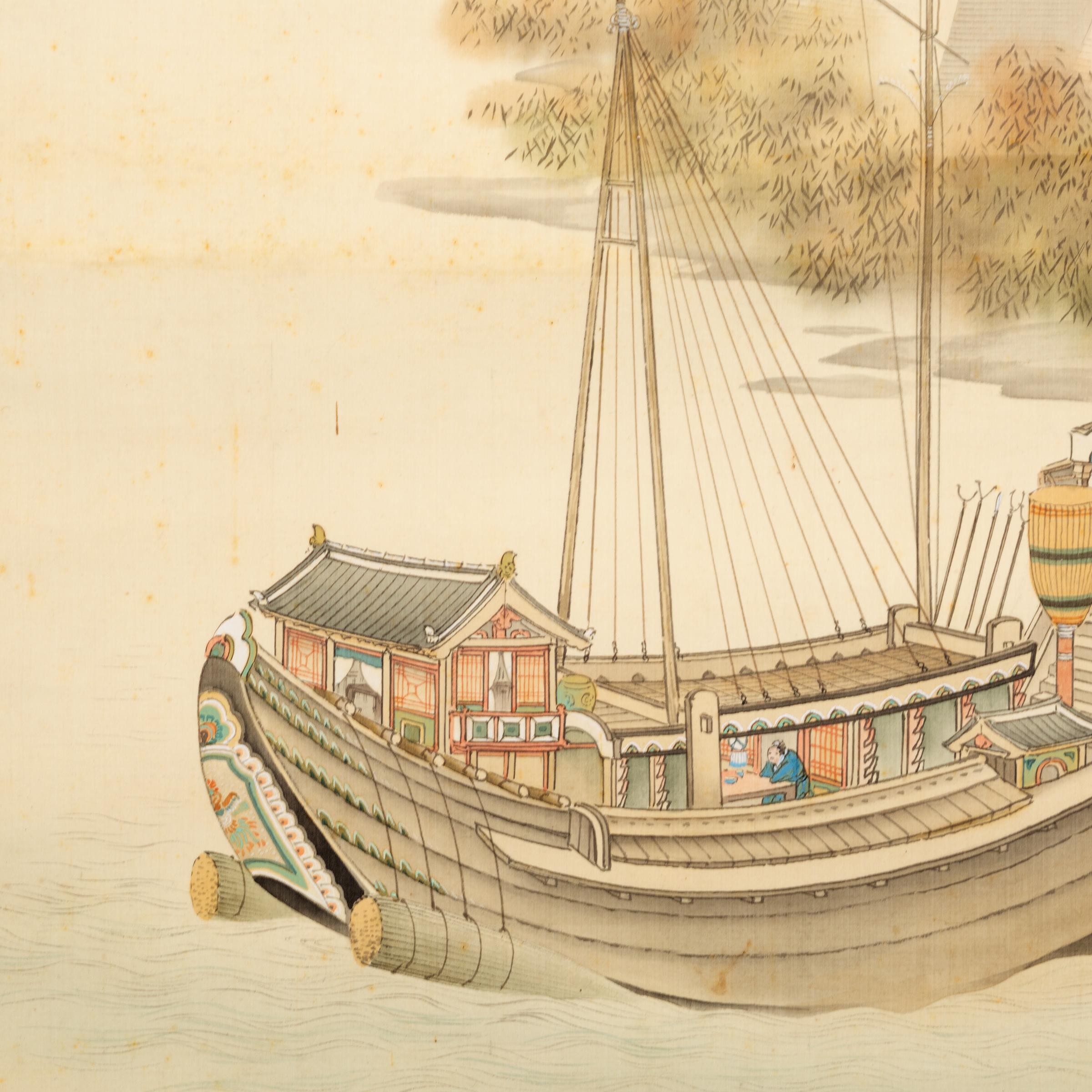 Bien que la peinture occidentale ait été initialement adoptée pendant la période Meiji (1868-1912), les artistes ont fait revivre les styles de peinture traditionnels en cherchant à créer un style japonais moderne enraciné dans le passé. Cet exquis
