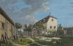 Antique Maison à Heiligenstadt - 19th century painting, a domestic scene outdoors