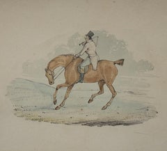 6 hunting drawings - 19th century watercolours of horses and dogs by Henry Alken