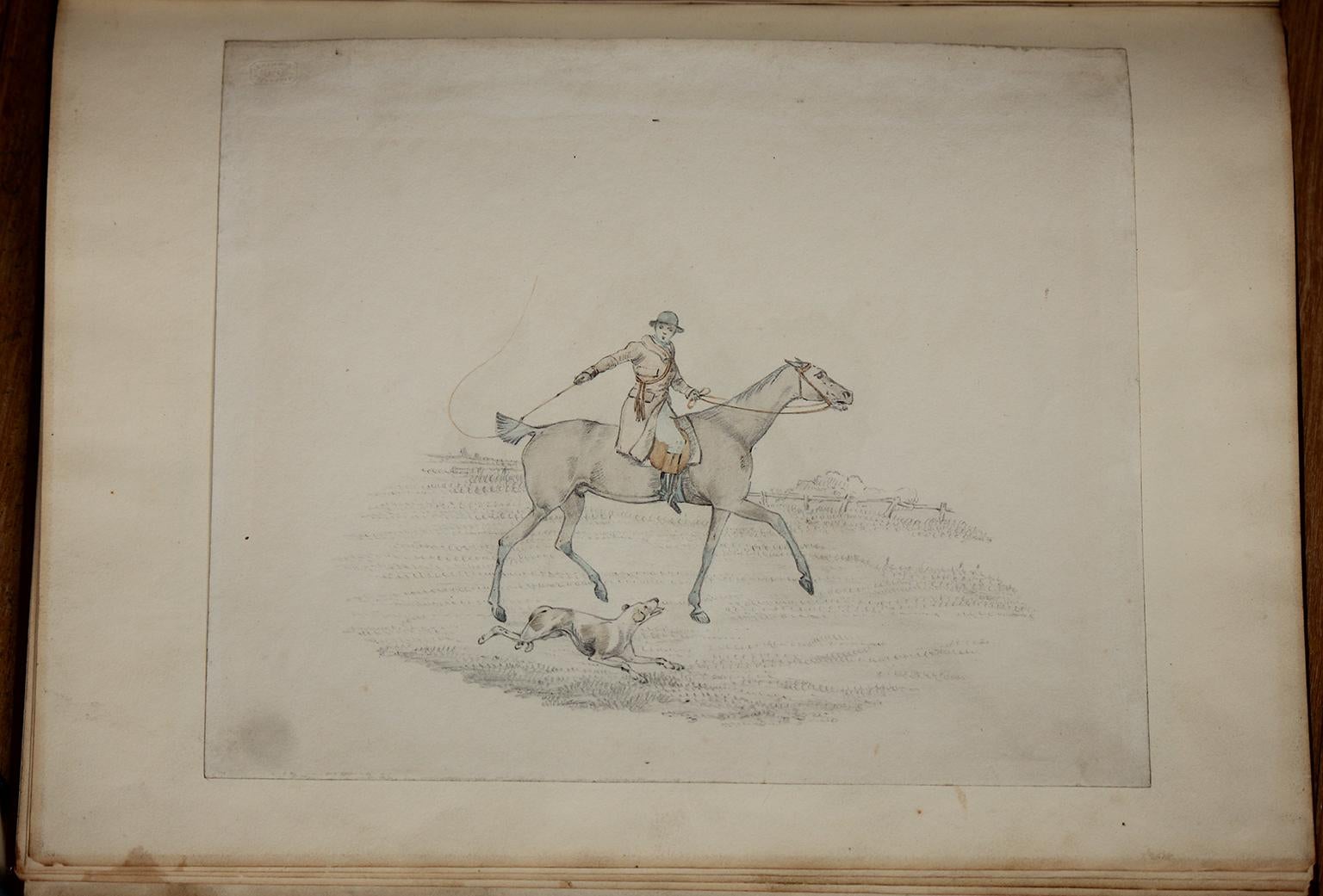 6 hunting drawings - 19th century watercolours of horses and dogs by Henry Alken For Sale 1