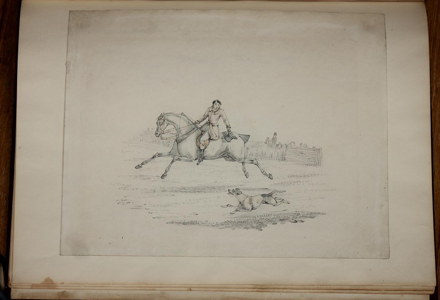 6 hunting drawings - 19th century watercolours of horses and dogs by Henry Alken For Sale 2