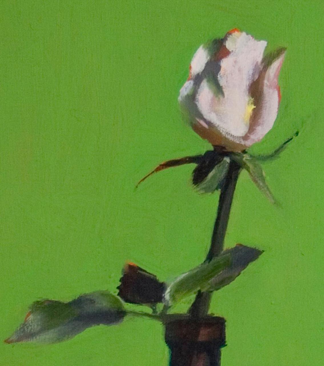 White Rose and Green Box - still life oil painting by Patrice Lombardi im Angebot 3