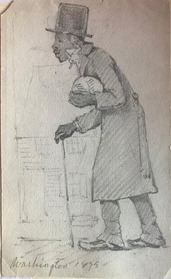 Antique A black man in Washington - late 19th century drawing in graphite by GW Maynard