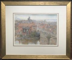 Ludlow from Ludgate Bridge- 20th Century, Landscape Watercolour by Harry Goodwin