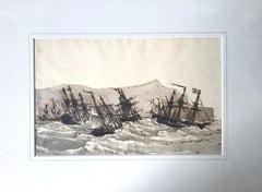 Shipping off the coast - 19th century marine, follower of Willem Van de Velde