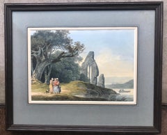 Rustics by a Ruined Church - 19th century landscape painting by William Payne
