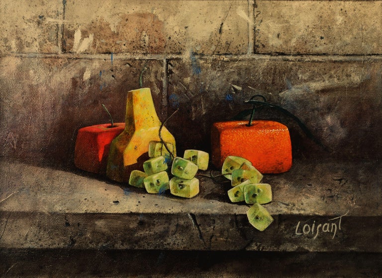 "Cubic Still-Life Easy to Put Away" Poetic Realistic Oil Painting Orange Green 1