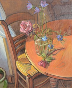 "The Rose Bowl" ("Le bocal à la rose"), Still Life Interior Oil Painting