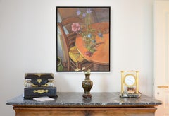 "The Rose Bowl" ("Le bocal à la rose"), Still Life Interior Oil Painting