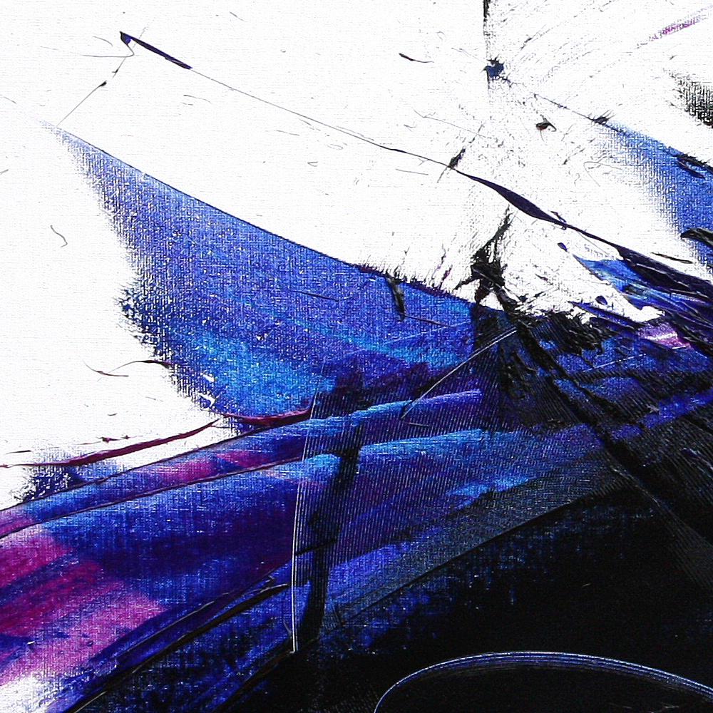 Deep Blue Wave with Purple Tints on White Abstract Oil Painting, Untitled 2