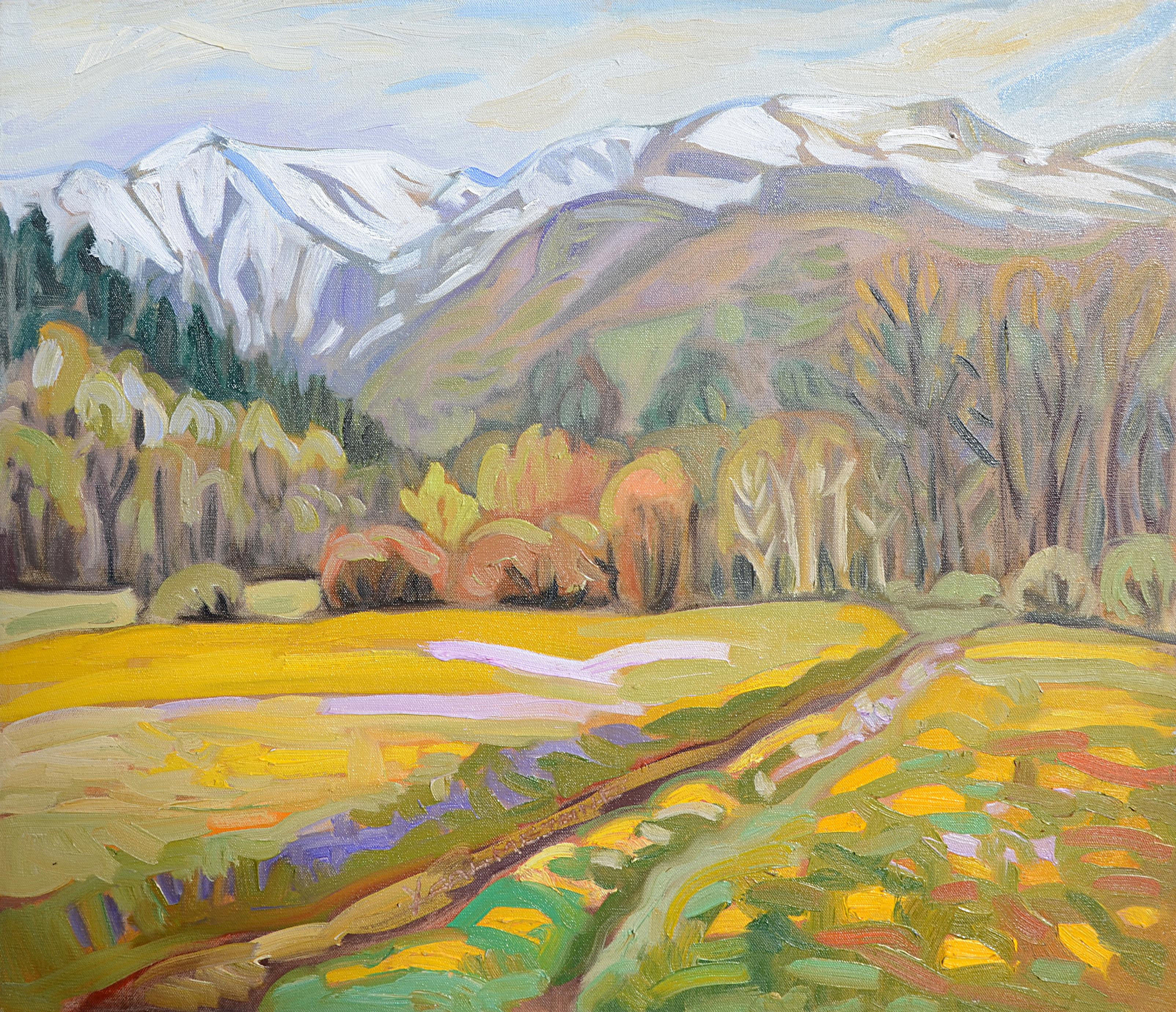 Yves Calméjane Landscape Painting - "Le Puy de Sancy", Impressionist Mountain Landscape Oil Painting