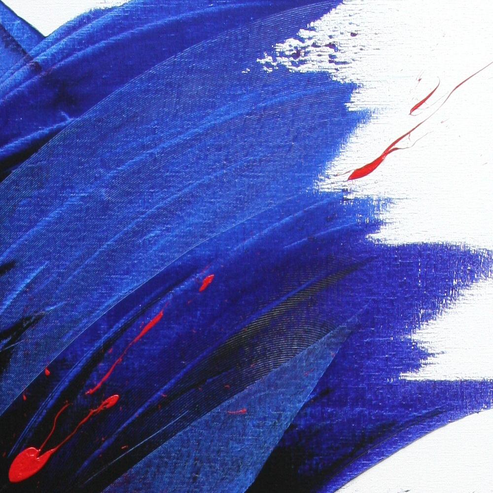 Großes abstraktes Ölgemälde mit rotem Ascending in Schwarz, Lila und Blau, ohne Titel (Abstrakt), Painting, von Jean Soyer