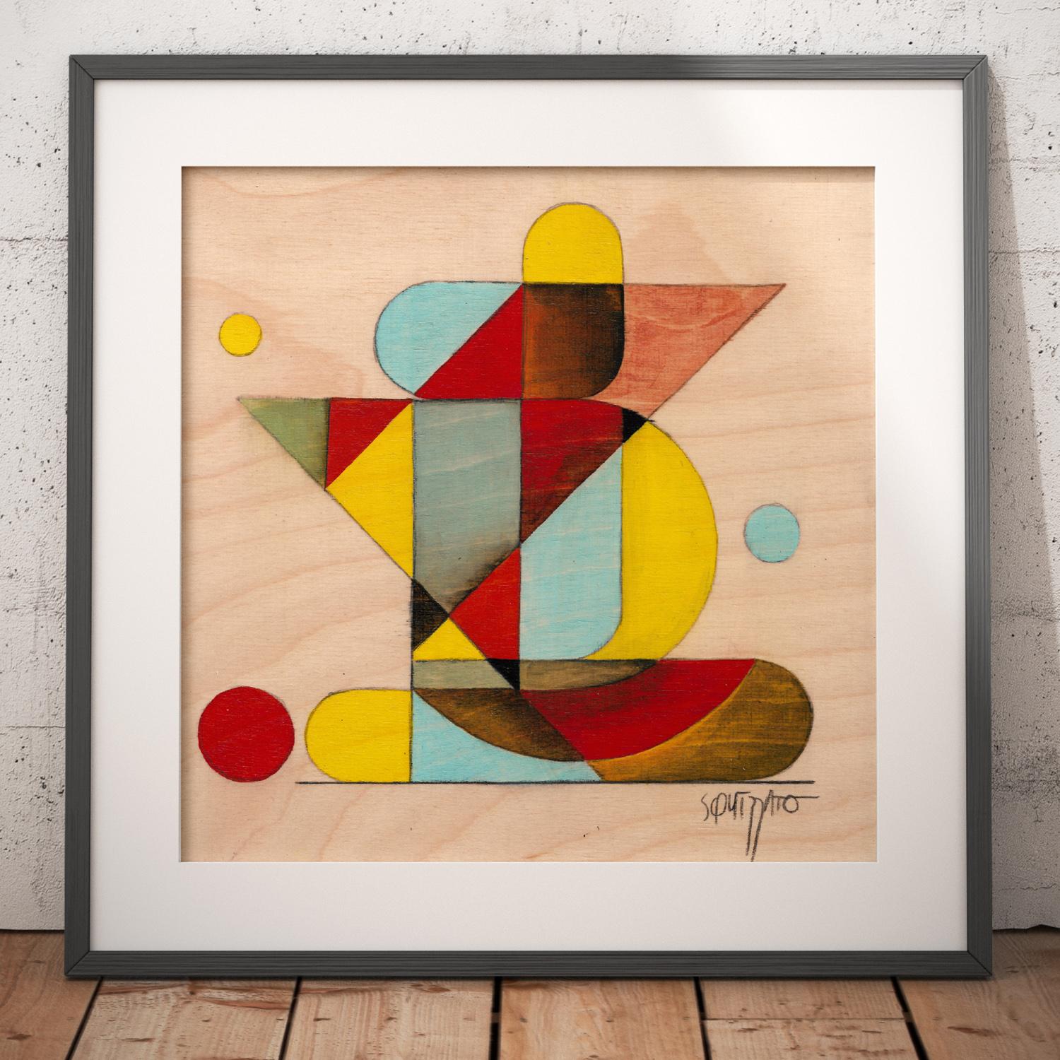 Gymno #1:: Bunte geometrische Abstraktion:: Acryl auf Birkenholz:: Gymno (Geometrische Abstraktion), Painting, von Antony Squizzato